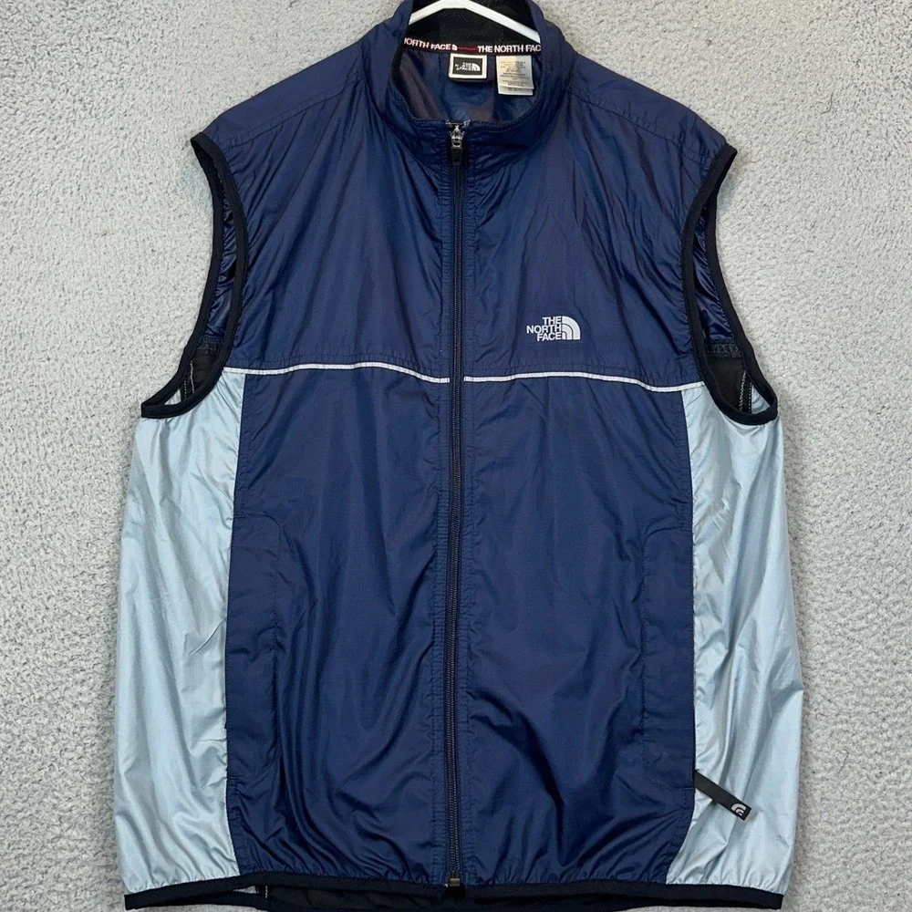 The North Face Vest Mens Large Blue Flight Series Running Full Zip Colorblock